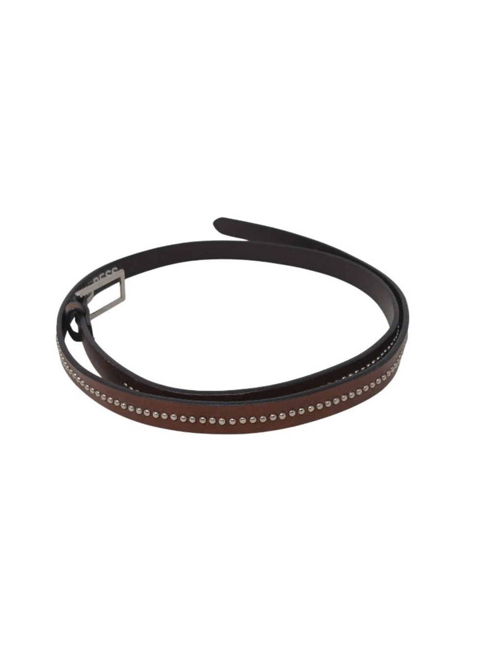 Brown Express Studded Leather Belt Womans Large 5/8" Wide Italian Leather #D-21
